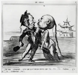 Anden opiumkrig (1856-1860), i 1858 indvilligede den kinesiske regering under fransk-britisk pres i at legalisere handelen med opium: “Eh! Well, comrade... Is it not better than the o... l