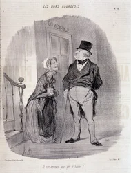 Den gode borgerlige: "Han er blevet pro-prie-taire!" - af Honore Daumier, i "" Le Charivari"" du 06/10/1846