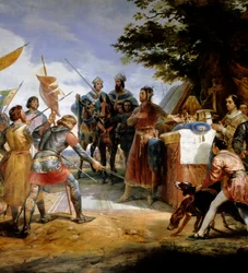 Fransk-engelsk krig (1202-1214): "" slaget ved Bouvines den 27/07/1214, Philippe Auguste sætter Frankrigs krone i spil"" Hun opponerede den franske hær af Philippe Auguste mod flamlænderne og Welfs of Othon IV . Den franske sejr var afgørende i o