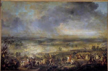 Slaget ved Marengo den 14/06/1800 Det opstod under den anden koalitions krig (1798-1800) fra en koalition af europæiske landes side for at begrænse det revolutionære Frankrig og genoprette monarkiet. Maleri af Emile dit Horace Vernet (1789-1863) 1800