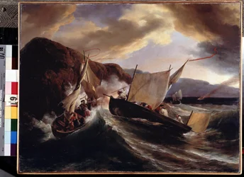 Et søslag. Maleri af Horace Vernet (1789-1863). Olie på lærred, 54 x 70 cm