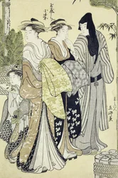 Komurasaki of Tama-Ya, nytårsdag (træbloktryk)