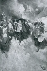 The Burning of Jamestown, 1676, illustration fra 