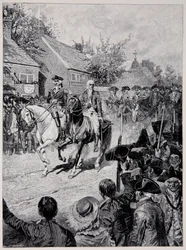 Den civile procession ledet af general Washington og guvernør Clinton