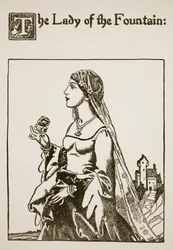 Fruen fra springvandet, illustration fra Historien om Sir Launcelot og hans ledsagere, 1907