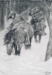 Travelling in Frontier Days, illustration fra 