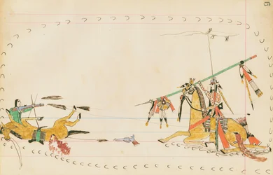 Howling Wolf and Another Warrior, 1874-75 (pen, blæk og wc på hovedbogspapir)