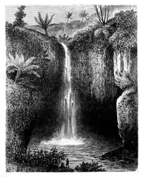 Flodens fald, Tondano, Indonesien, 1800-tallet.