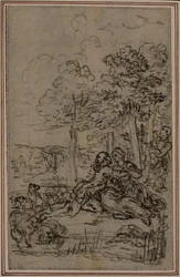 Studie til vignet i Fontenelles (attr.) "Les Amours de Mirtil", Canto IV