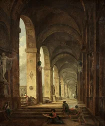 En Capriccio af romersk arkitektur, ca. 1775 (olie på lærred)