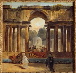 Dans og koncert i en park-maleri af Hubert Robert (1733-1808) Amiens fra det 18. århundrede, Musee de Picardie