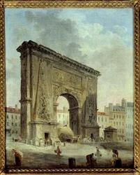 Porte Saint Denis (Udsigt over byen Paris). Maleri af Hubert Robert (1733-1808)