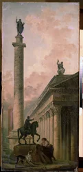 Sarkofag. Maleri af Hubert Robert (1733-1808), olie på lærred
