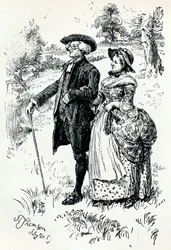 En illustration fra The Vicar of Wakefield, 1889, 1907