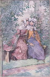 Lad os rådføre os med denne fedtede ridder, illustration fra The Merry Wives of Windsor, 1910