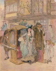 Foreløbig skitse til illustration til The School for Scandal, c1917.