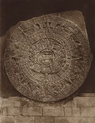 Mexico: Aztekisk almanak-sten eller "Piedra del Sol", Nationalmuseet (s/h-foto)