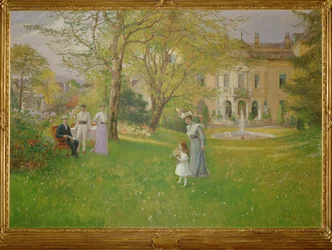 Park i en elegant wienervilla (maleri på lærred)