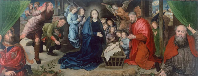 Hyrdernes tilbedelse af Hugo van der Goes (1440-1482), tavle