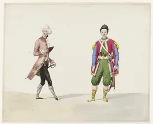 To mænd i historisk dragt, 1841 Seks akvareller af historiske kostumer til kostumeballet i 1841 (serietitel)