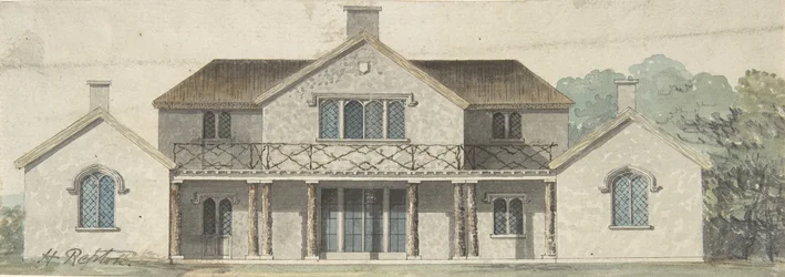 Design til et sommerhus Ornée i tudoresk stil, slutningen af det 18.-begyndelsen af det 19. århundrede.