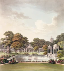 Udsigt fra kuplen, Brighton Pavilion, indgraveret af Joseph Constantine Stadler (fl.1780-1812), udgivet 1808