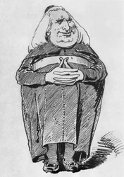 Franz Liszt (1811-86) som abbed, karikatur fra Borsszem Janko, 27. juli 1870