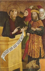 Panel af den tidligere højaltertavle af Sankt Peter og Sankt Pauls kirke i Csíksomlyó, ca. 1480 (ægtempera på panel)