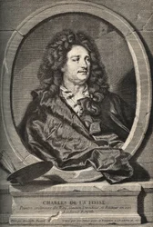 Portræt af Charles de La Fosse (1636-1716) fransk maler - gravering af Dumchange af H. Rigaud