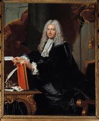 Portræt af Philibert Orry (1689-1747) Finansinspektør Maleri i Hyacinthe Rigauds værksted (1659-1743) 1700-tallet. Svag. 1,46 x 1,12 m. Versailles, Musee du Chateau - Portræt af Philibert Orry (1689-1747), General Finance Controller (eller Min.