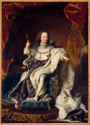 Portræt af Ludvig 15. som femårigt barn i helligt kostume, konge af Frankrig (1710-1774)