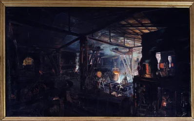 Støbejern med digel. Maleri af Francois Bonhomme (1809 - 1881)