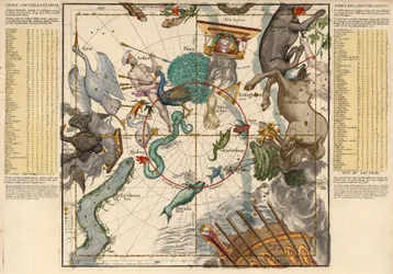 Sydpolen, plade 6 fra beskrivelsen af ​​den himmelske klode i flade rammer, pub. 1674