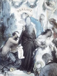 Akvarellitografi til minde om 100-året for Hector Berlioz