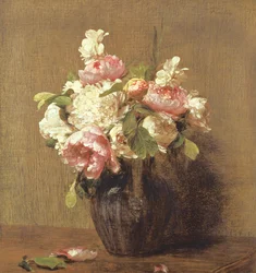 Hvide og lyserøde pæoner, Narcissus