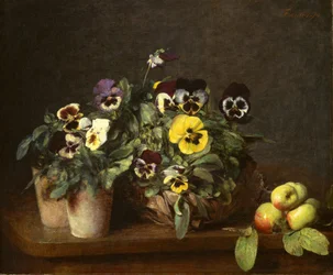 Stilleben med stedmoderblomster, 1874