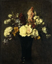 Vase med blomster; Vase med blomster, 1869