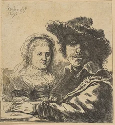 Rembrandt og hans kone kopi, 1786-1844.