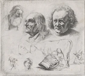 Studie af seks hoveder og en mælkepige, 1816.