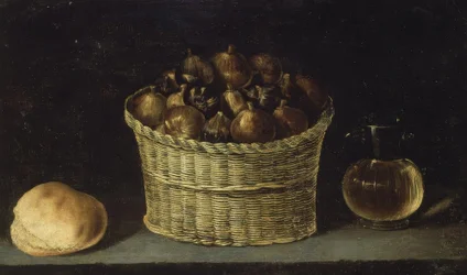 BODEGON (FLETKURV MED FIGNER, BRØD OG JARRITA MED HONNING) - XX ÅRHUNDREDE