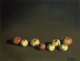 STILLEBEN AF DE otte æbler – 1944 – OLEO / LOENZO – 37 X 72 CM