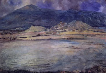 TOWN OF ZARAGOZA - ESCO - XX CENTURY - OLIE / LÆRD - 90 X 30 CMS