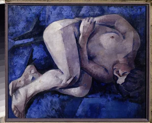 På sengen (på sofaen). Maleri af Ignati Ignatyevich Nivinsky (Nivinsky) (1881-1933), olie på lærred