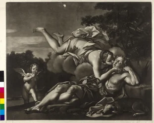 Mezzotinte af Ignatius Unterberger Selene og Endymion (mezzotinte)