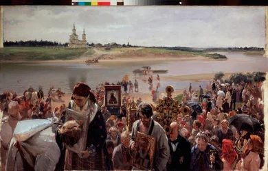 påskeoptog. Maleri af Illarion Mikhailovich Pryanishnikov (1840-1894), olie på lærred