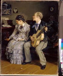 Nådesløs romantik. (hensynsløs romantik). Maleri af Ilarion Mikhailovich Pryanishnikov (1840-1894), olie på lærred