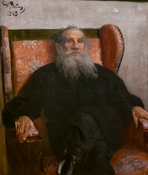 LEON TOLSTOI I EN PINK LÆNESTOL