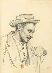 Mand med en hat i profil, ca. 1872-1875
