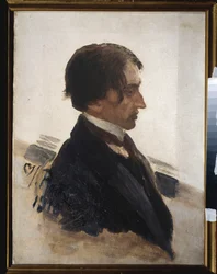 Portræt af kunstneren Isaak Brodsky (Brodsky) (1883-1939). Maleri af Ilya Repin (Ilia Repin) (1844-1930), olie på lærred