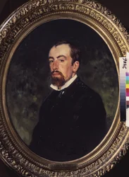Portræt af kunstneren Vasily Polenov (1844-1927). Maleri af Ilya Yefimovich Repin (Ilia Repin) (1844-1930), olie på lærred